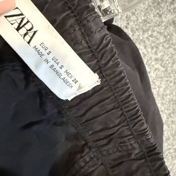 Zara Pants Womens Small Black Joggers Parachute Stretch Waist Pull On Comfort - Picture 6 of 9